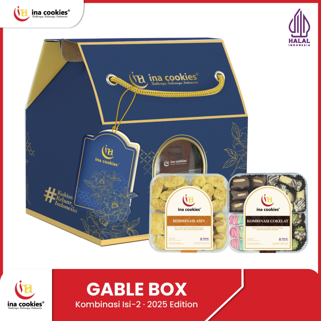 

Hampers 2025 GABLE Kombinasi isi 2 Toples KOMBINASI Kue Kering Premium Ina Cookies