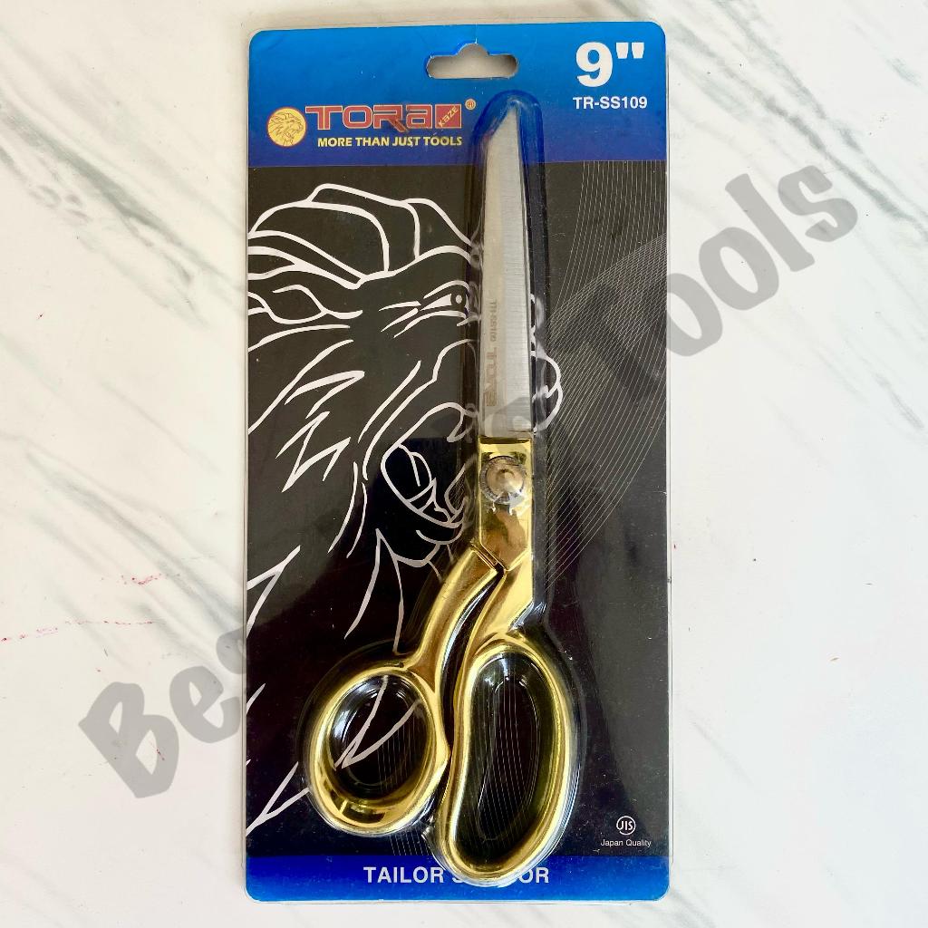 

GUNTING TAILOR TORA 9" INCI INCH STAINLESS STEEL GOLD EMAS SCISSOR SCISSORS ALAT POTONG BAHAN KAIN JAHIT PENJAHIT KERTAS SERBAGUNA