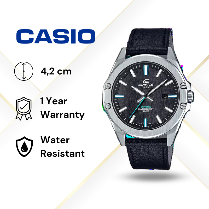 JAM TANGAN PRIA CASIO EDIFICE EFR-S107L-1A ORIGINAL - EFRS107L HITAM SILVER CASIO ORIGINAL