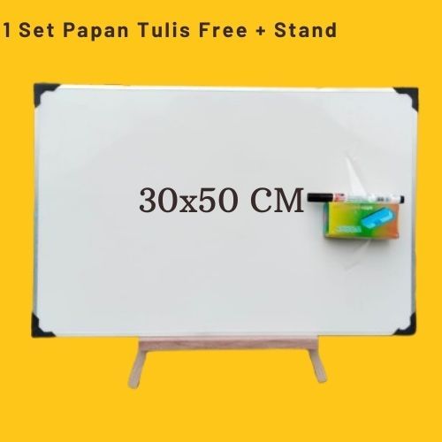 

Stand + Whiteboard ukuran 30x50 / Penyangga Papan Tulis Gratis Penghapus dan Spidol