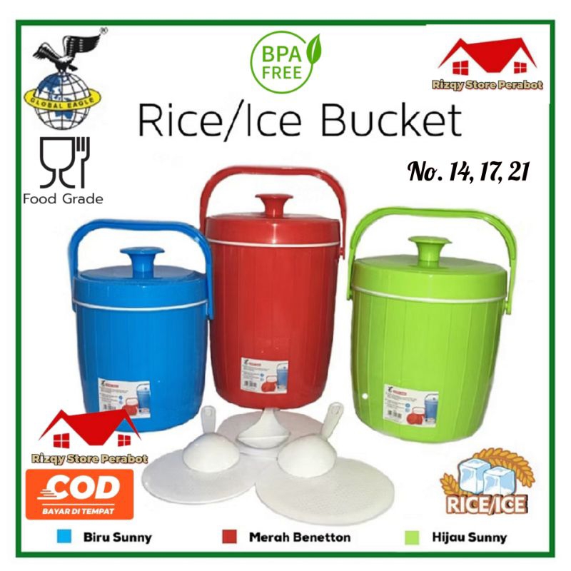 Termos Nasi Es 14 17 21 Global Eagle / Termos Es Batu/ Tremos Nasi Ukuran Besar /Rice Ice Bucket/ Te