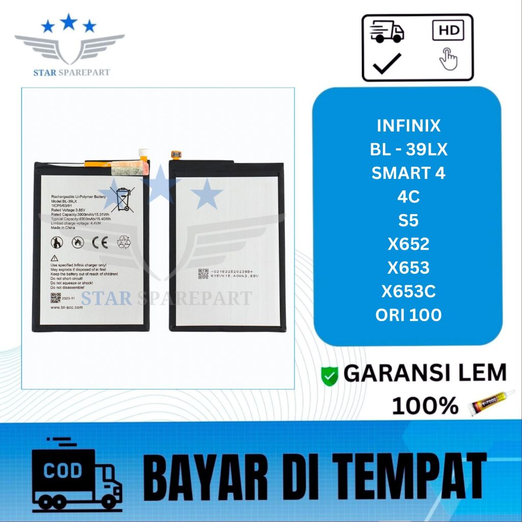 BATERAI INFINIX BL - 39LX / SMART 4 / 4C / S5 / X652 / X653 / X653C / BATERAI / BATTERE / BATTERY