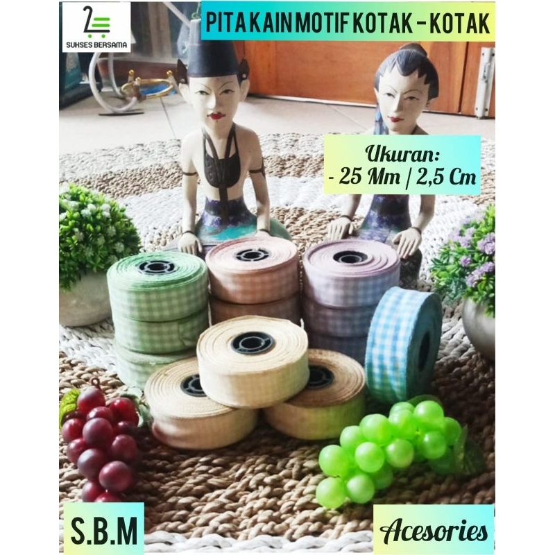 

Pita Kado Kotak - Kotak UK: 25 mm / 2.5 cm/Pita Kain Kotak- Kotak/Pita/hampers