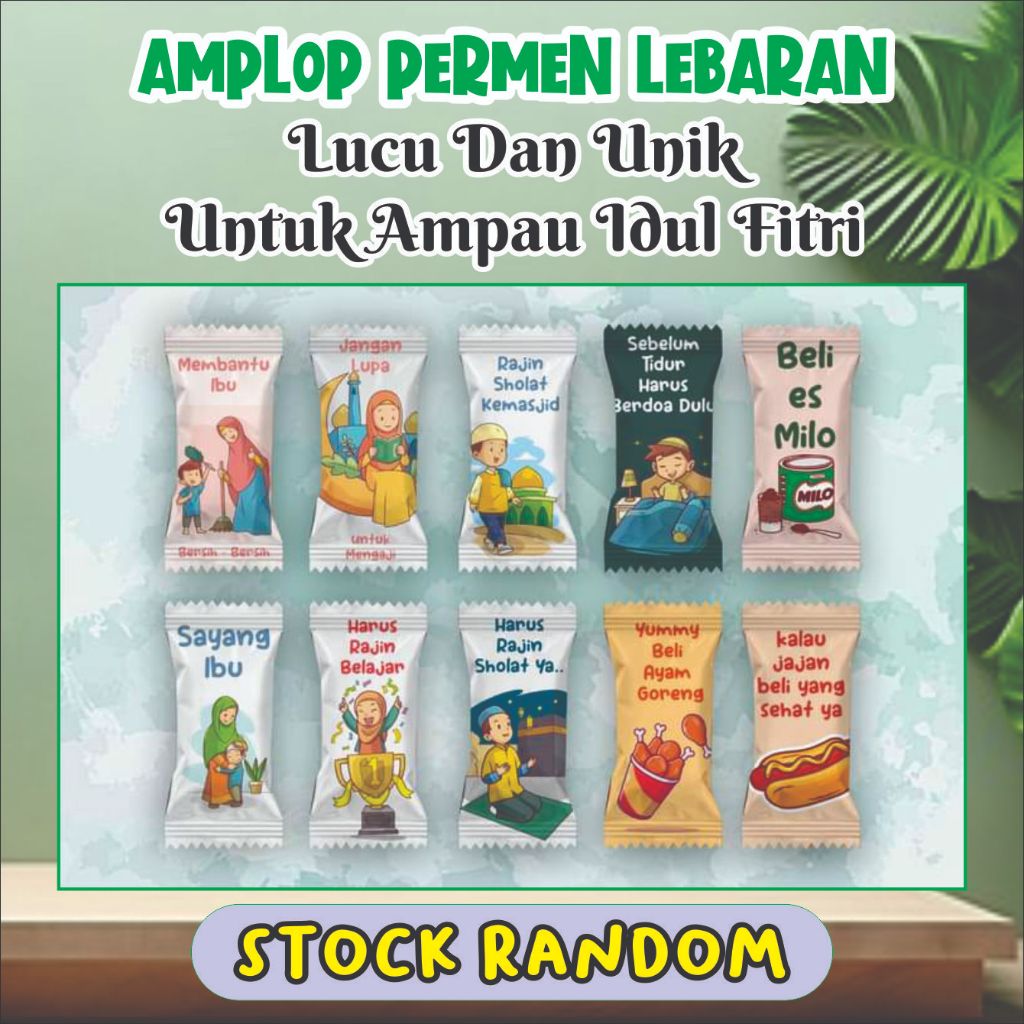 

AMPLOP LEBARAN MODEL PERMEN (isi 10pcs) ANGPAO IDUL FITRI UNIK LUCU