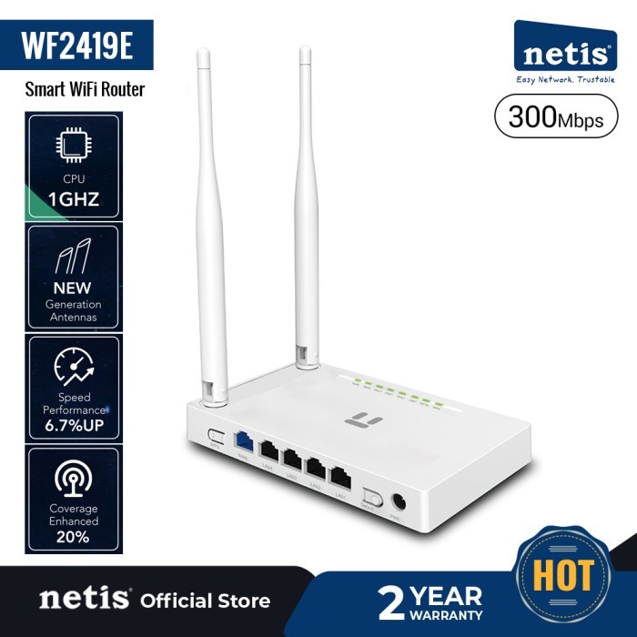 NETIS Router WF2419E 300Mbps High Speed – 2 Antena