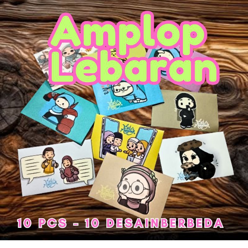 

amplop lebaran, amplop custom, amplop lipat tanpa lem, amplop kecil, ampol karakter lucu 1 set 10pcs