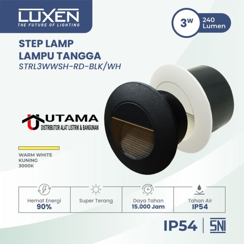 LUXEN step lamp alumunium ( lampu tangga) daya 3 watt warm white