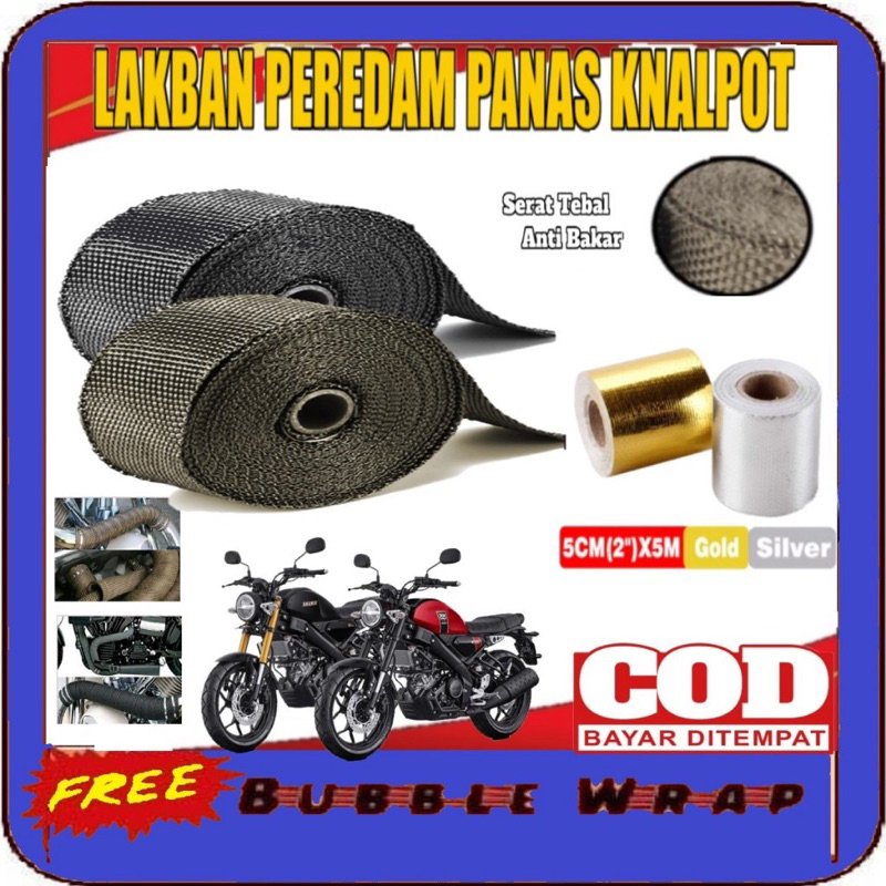 [Permeter] Lakban kain Peredam anti Panas Knalpot Motor Mobil Exhaust Wrap Original lapisan penahan 