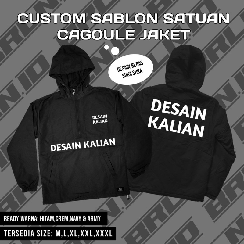 CUSTOM SABLON JAKET CAGOULE SATUAN/Jaket Cagoule/Jaket Custom Sablon/Jaket Doraemon High quali