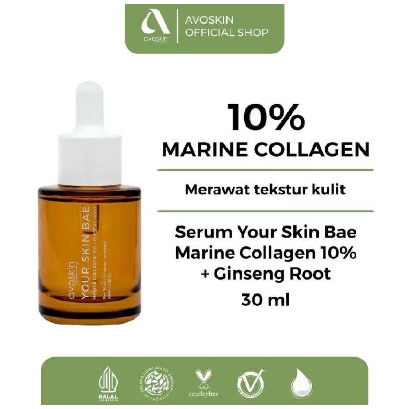 Avoskin Your Skin Bae Marine Collagen 10% + Ginseng Root Serum / Avoskin Serum Marine Collagen / Avo