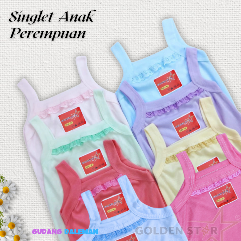 6 Pcs Singlet Anak Perempuan Renda / Kaos Dalam Anak dan Remaja / Kaos Kutang Anak Perempuan