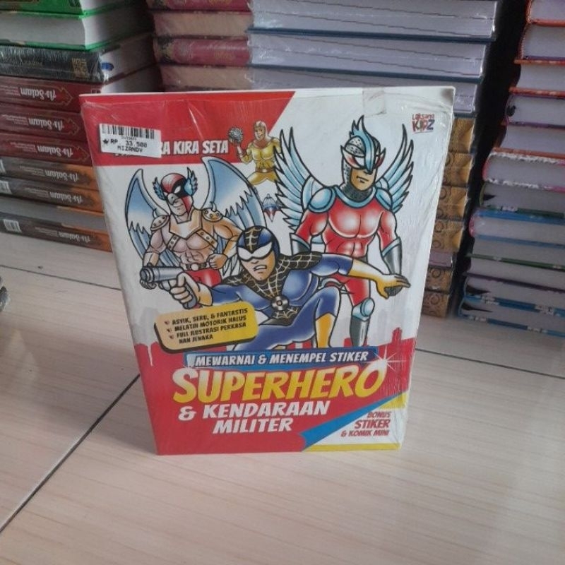 Buku Anak : Mewarnai menempel Stiker Superhero & Kendaraan Militer
