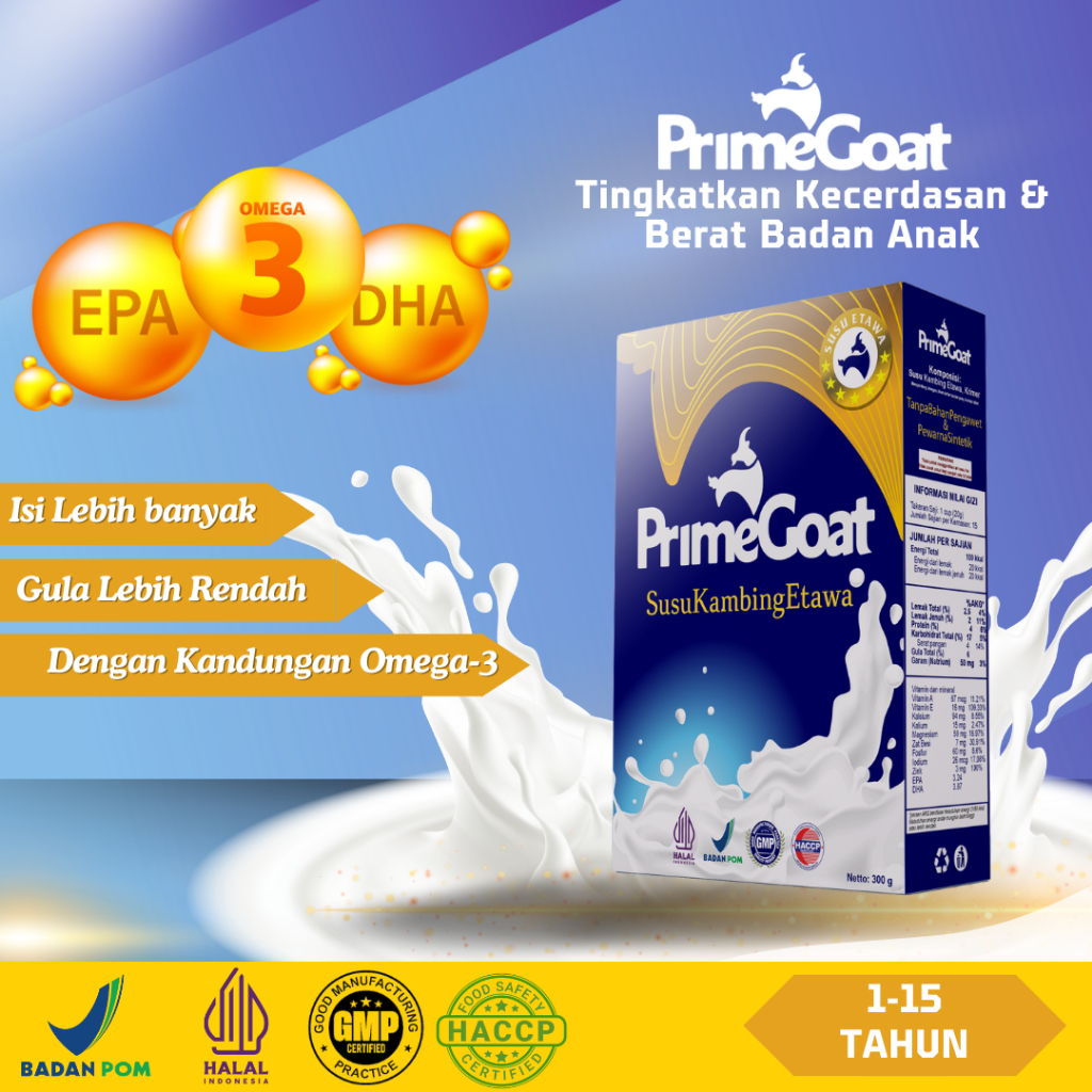 

PRIMEGOAT Susu Kambing Etawa Premium untuk Anak mengandung Omega-3 | 300 gram