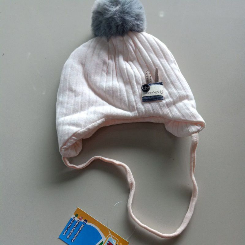 Topi beanie kupluk bayi tali model eskimo