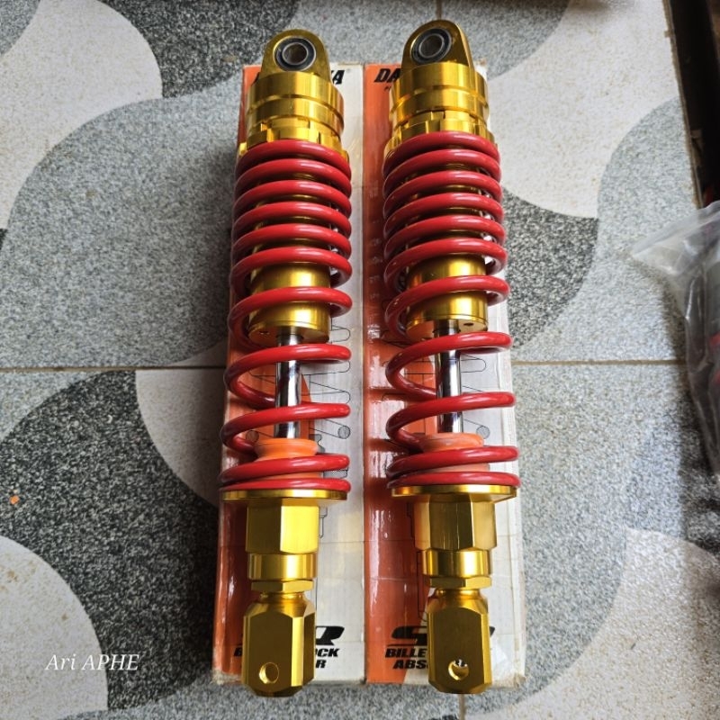 shock DAYTONA SR BILLET gold red AEROX ADJUSTABLE LENGTH 285 - 305mm shockbreaker belakang PROMO