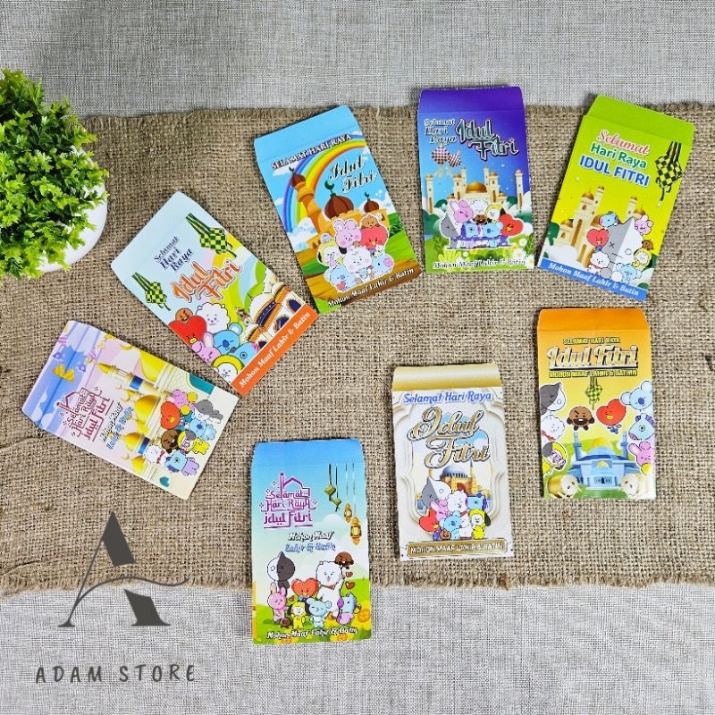 

100 lembar Amplop lebaran idul fitri motif BTS size medium mix gambar