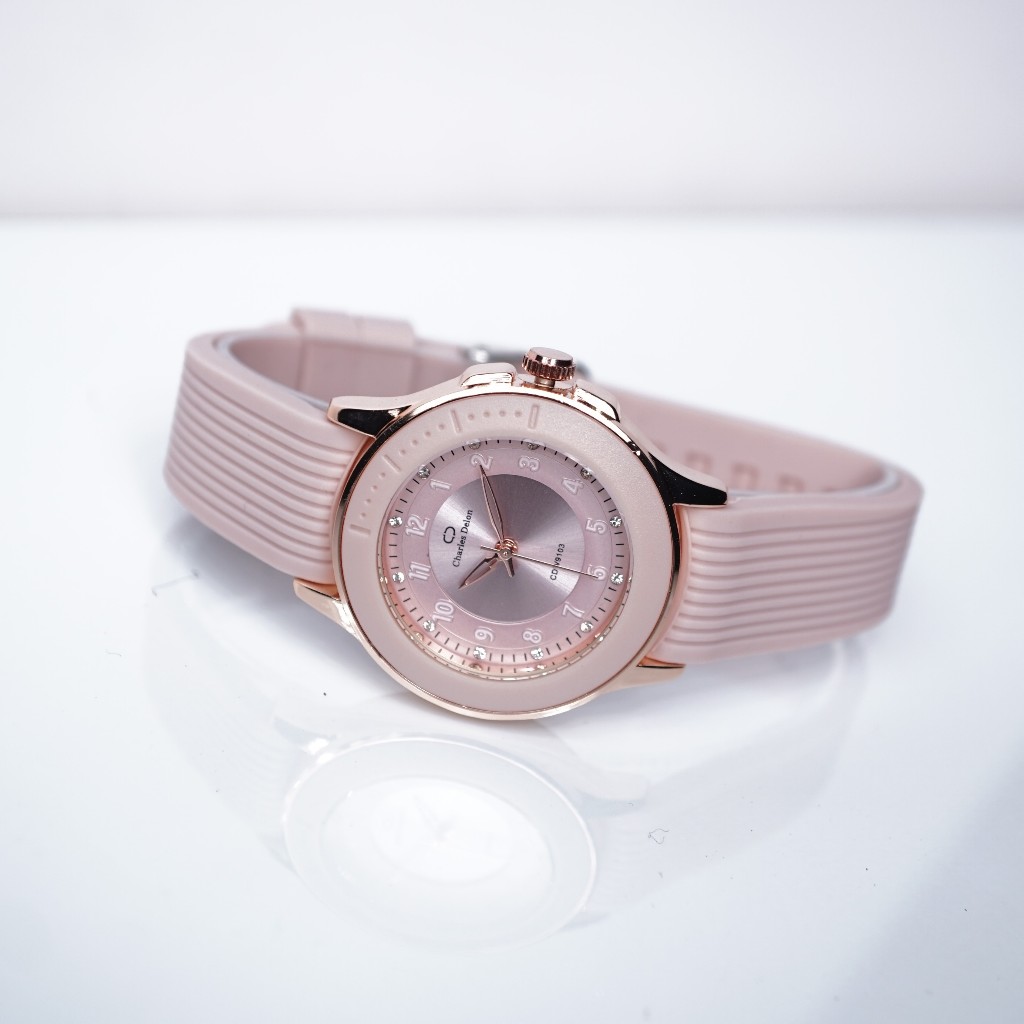 Jam Tangan Wanita Karet Silicon Anti Air Box Original Charles Delon CDW 9103