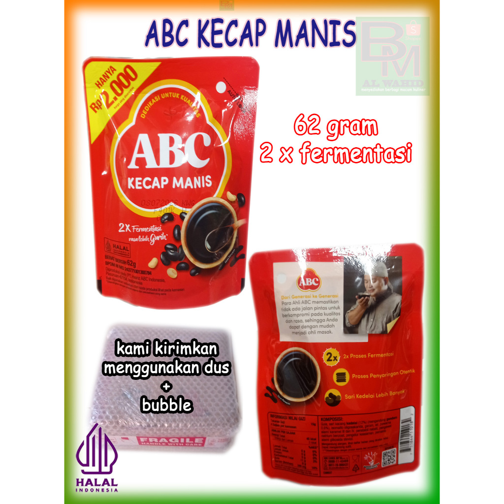 

Kecap Manis ABC 2 x Fermentasi Kemasan 62 Gram