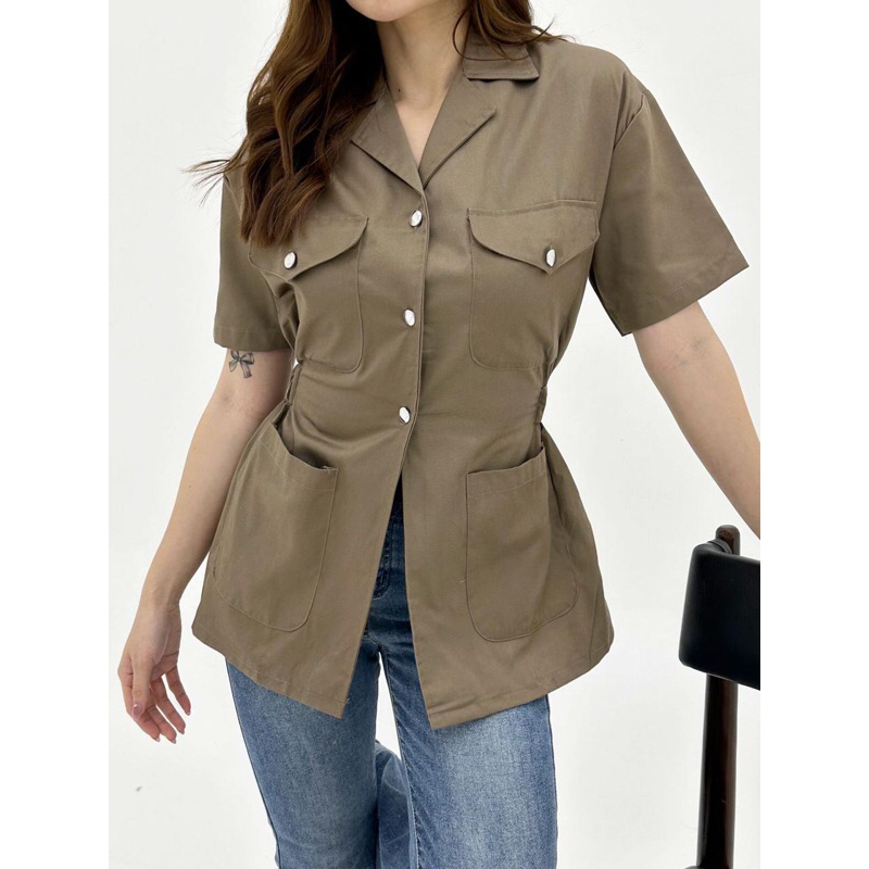 Lana Slit Top - Kemeja Pendek wanita