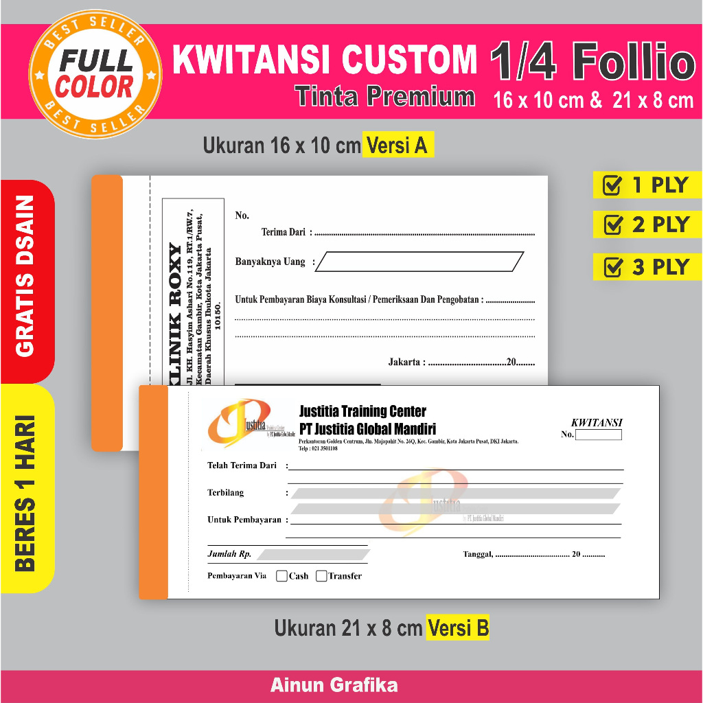 Kwitansi Custom 1 ply / Kwitansi Custom 2 ply / Kwitansi custom/ kuitansi custom / Kwitansi