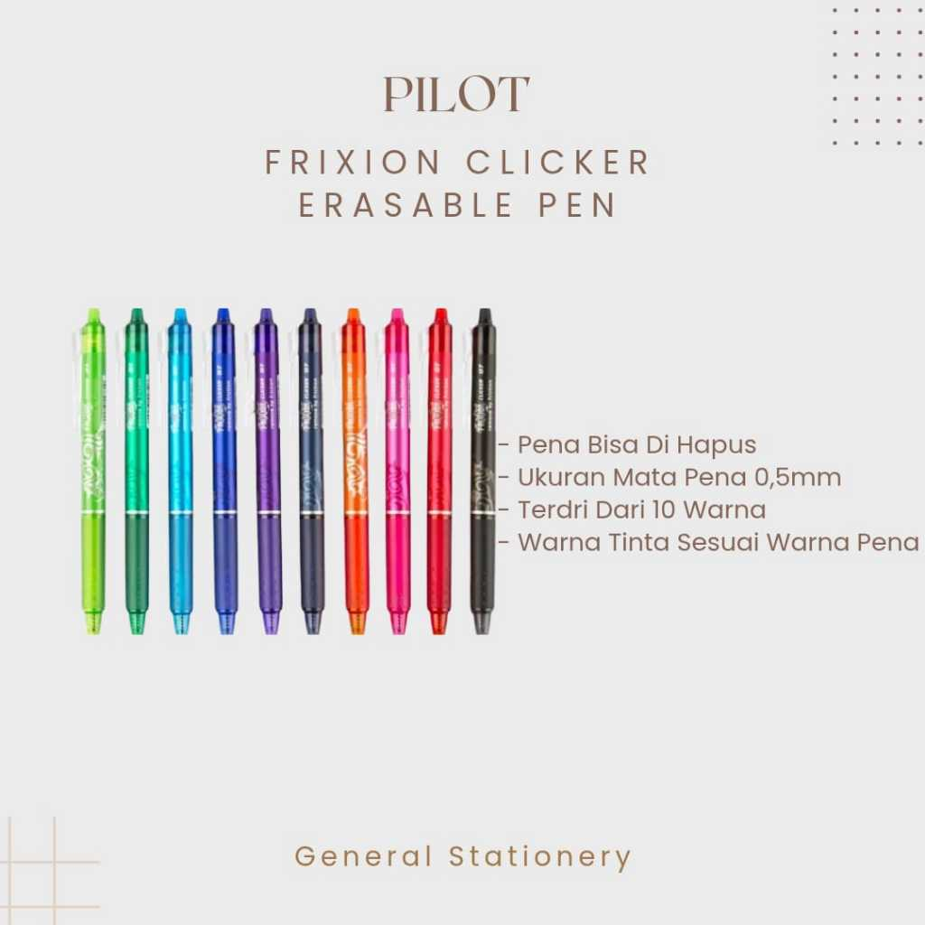 

Pilot Frixion Clicker Erasable Pen 0.5mm / Pulpen Frixion bisa dihapus