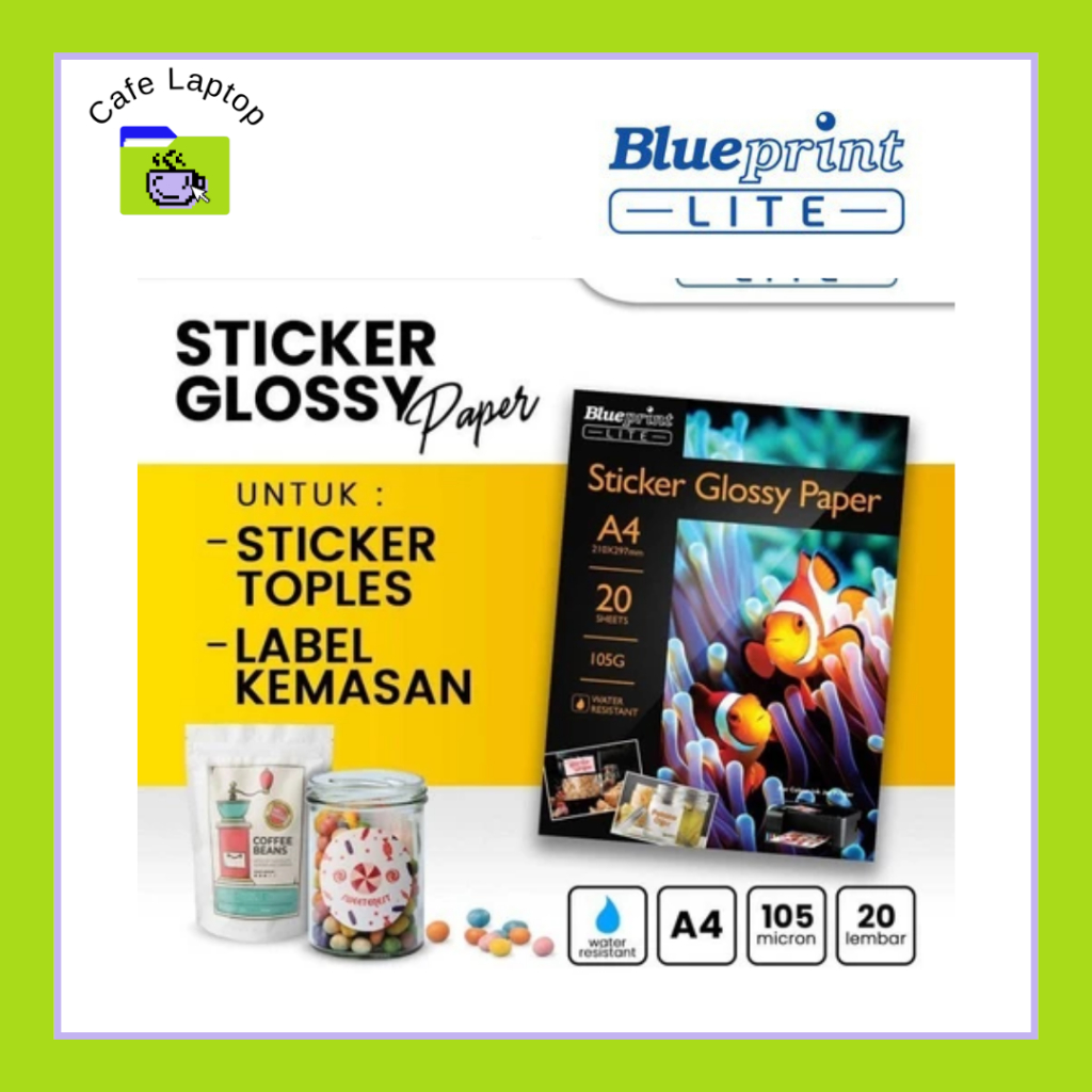 

Blueprint Lite Sticker Glossy Paper A4 Kertas Stiker 105mikron 20 Lembar