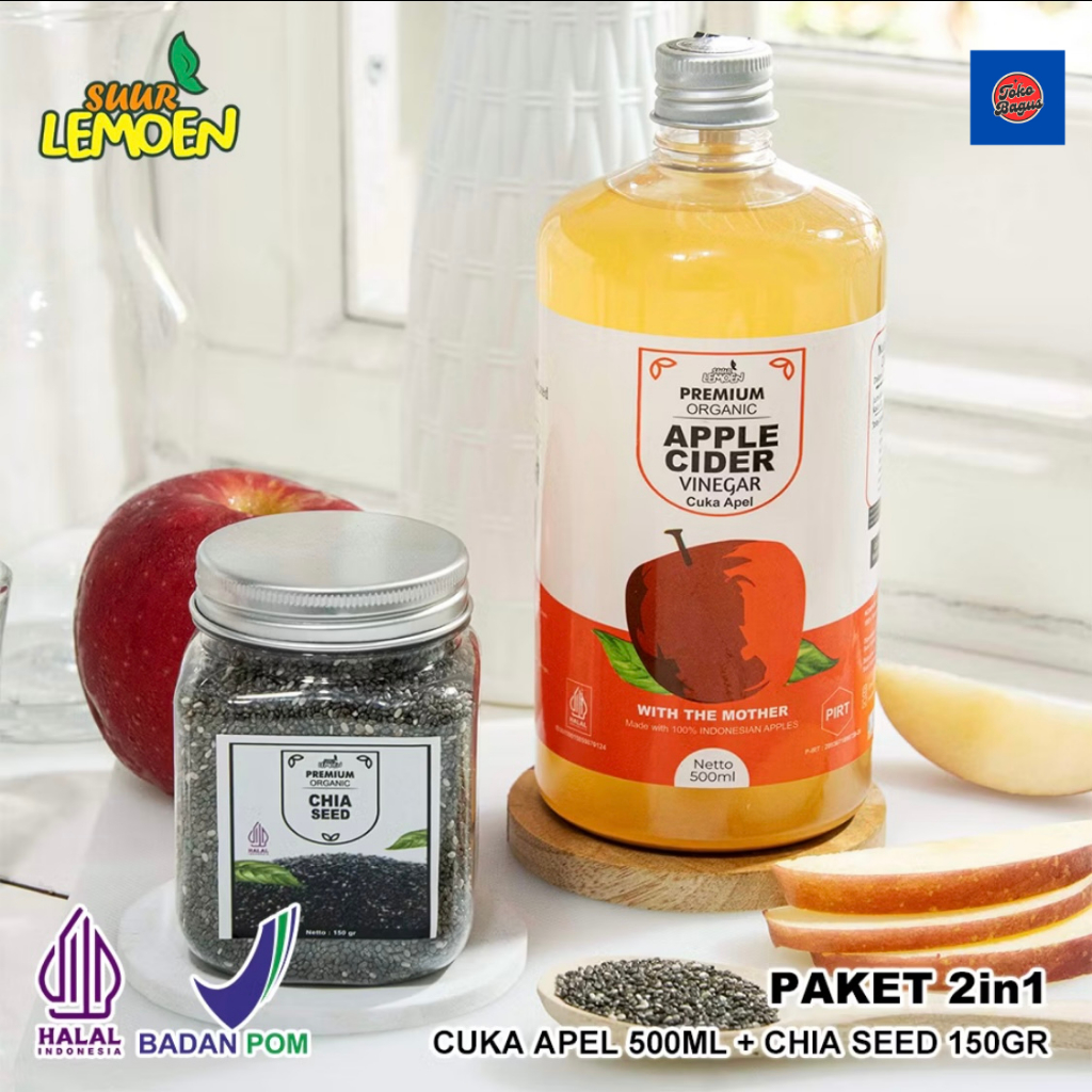

Paket Hemat Bundling Cuka Apel 500ml dan Chia Seeds 150gram By Suur Lemoen ID