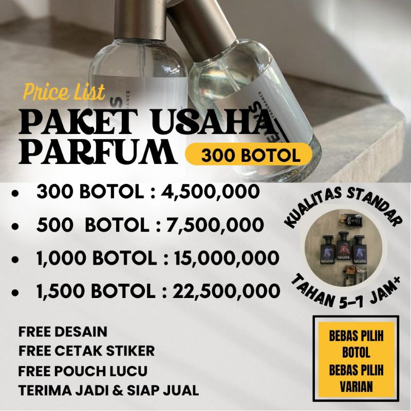 PAKET USAHA PARFUM 300 BOTOL FREE CUSTOM BRAND NEW 30ML