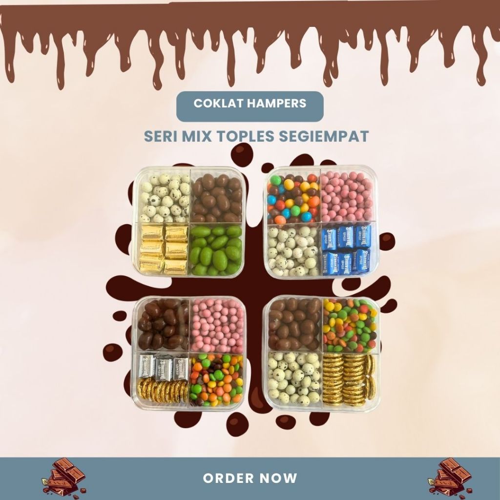 

Hampers Toples Coklat Lebaran Kemasan Toples Sekat Empat Persegi (free kartu ucapan)