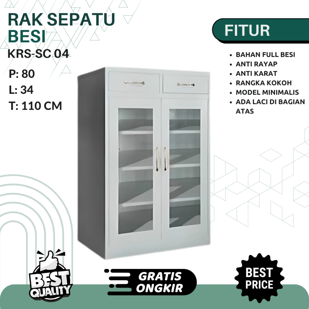 Rak Besi Serbaguna Karsindo KRS SC-04, Rak Sepatu Besi, Rak Besi Laci, Lemari Sepatu Minimalis