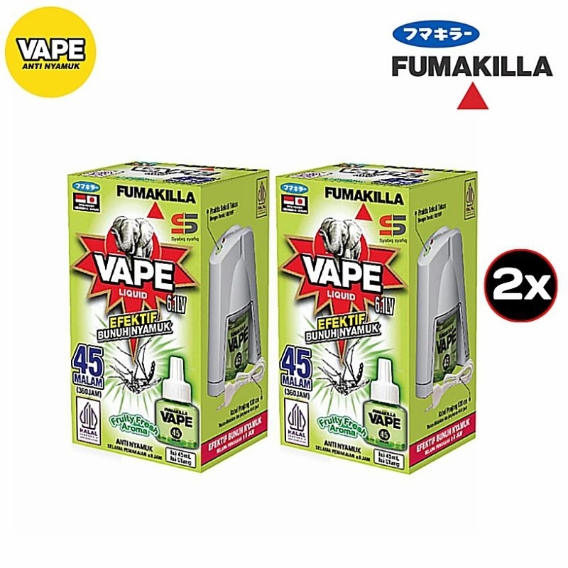 paket hemat 2x fumakilla Vape liquid elektrik refil 45 malam | obat anti nyamuk demam berdarah