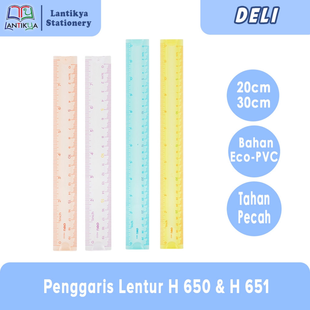 

DELI Penggaris Lentur Fleksibel Ruler Warna Pastel H 650 & H 651