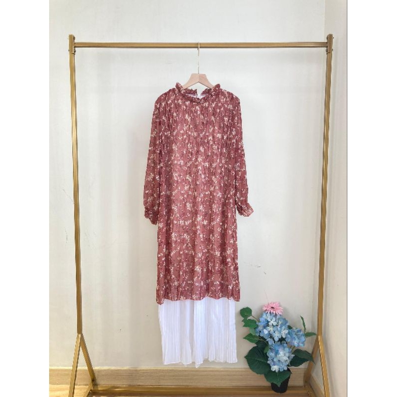 Dress Plisket bunga kecil
