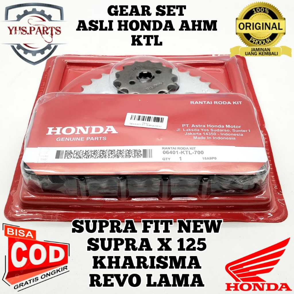 ASLI ORIGINAL GEAR SET PLUS RANTAI HONDA AHM KTL KARISMA SUPRA X 125 FIT NEW REVO LAMA 100 GIR GIGI