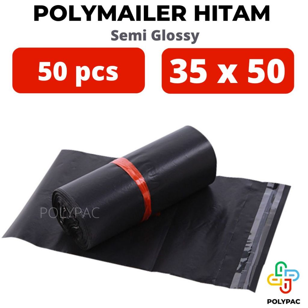 

Plastik Polymailer Hitam Semi Glossy LDPE [35x50] isi 50 - Bungkus Plastik Packing Online