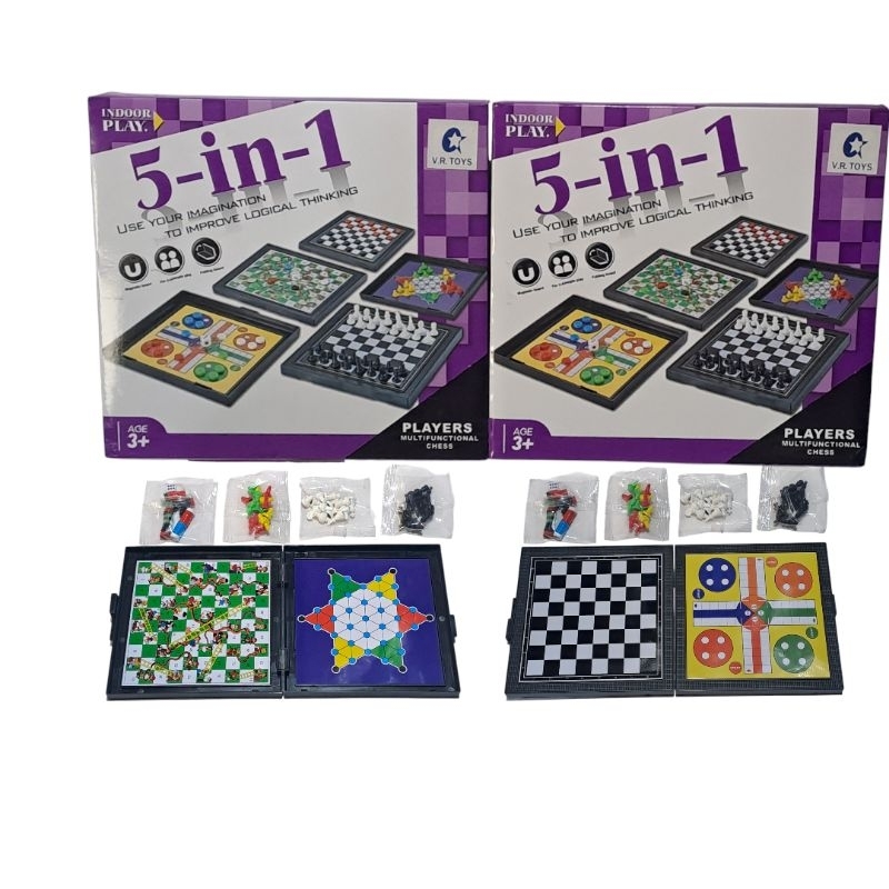 mainan board anak keluarga board game catur magnet 5 in 1 magnet