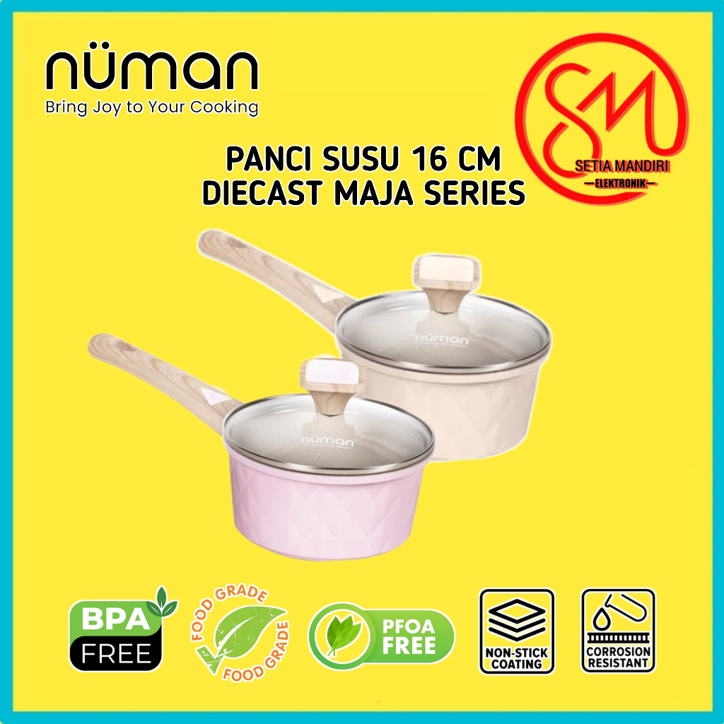 Numan Panci Susu 16 cm dengan Tutup Kaca Diecast Maja Series