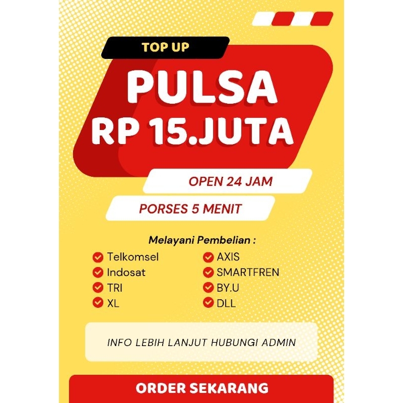 PULSA ALL OPERATOR 15 JUTA
