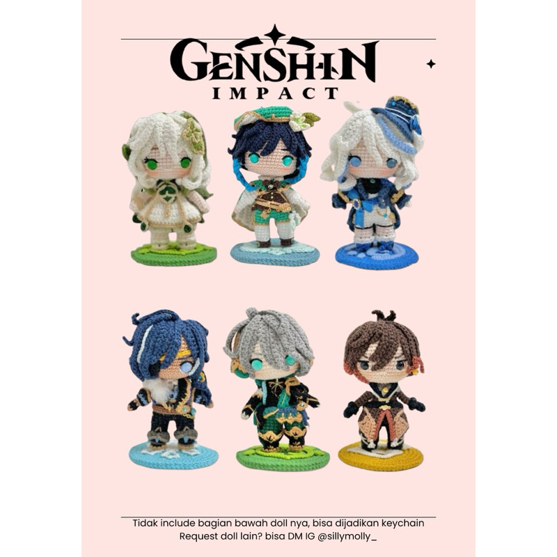 genshin impact crochet doll keychain
