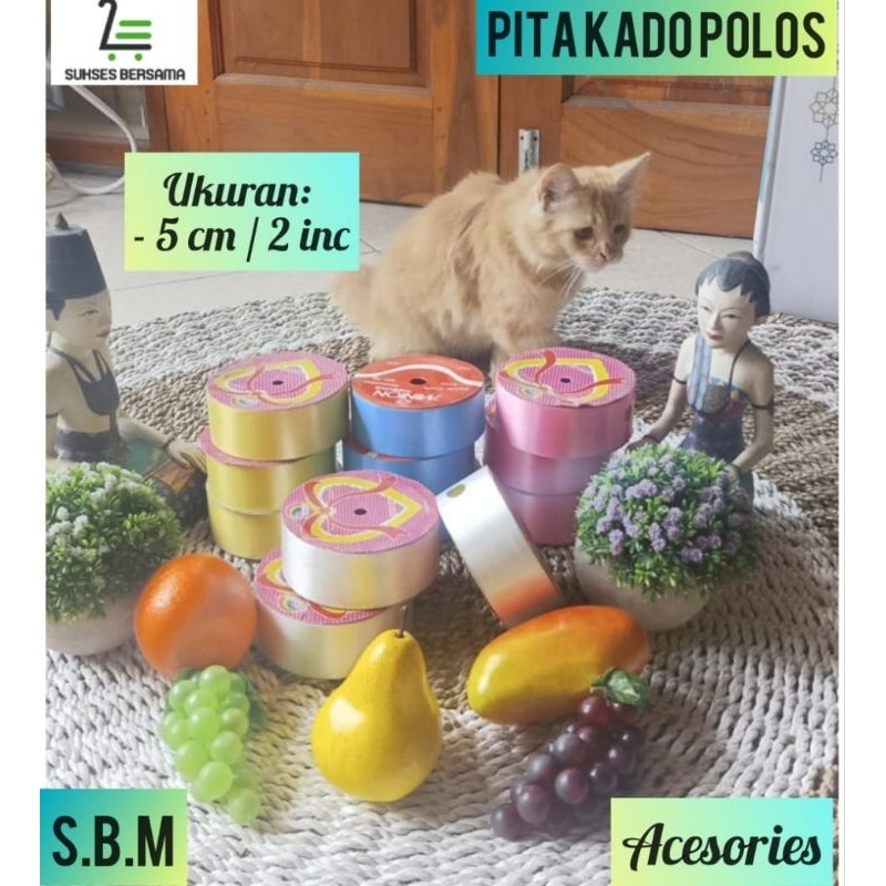 

Pita Kado Polos 5 cm / 2 inc ( ROLL)/Pita/Kado/hampers
