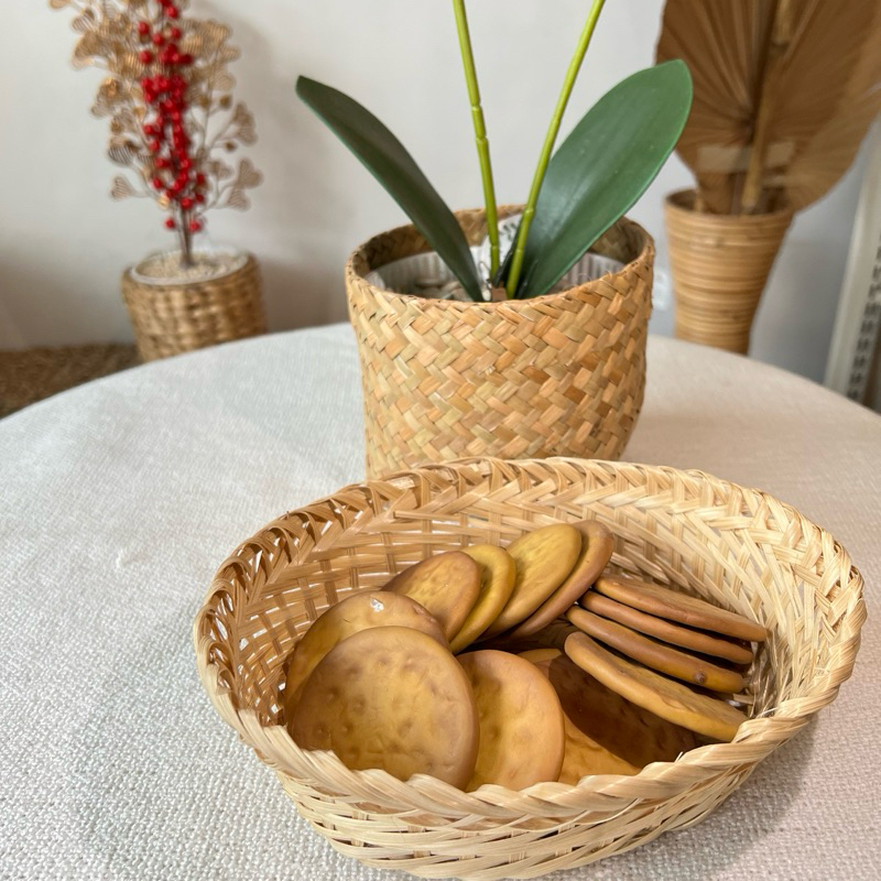 Keranjang Snack / Keranjang Parcel Snack Oval / Piring Bambu Oval AB07