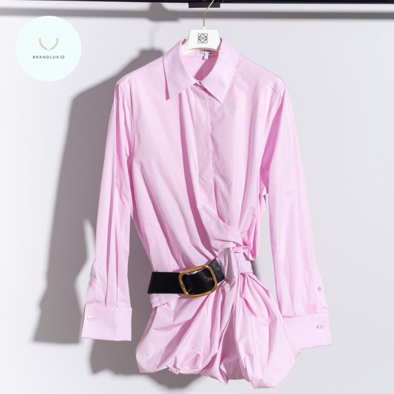 Loewe Belted long sleeve shirt cotton Pink White