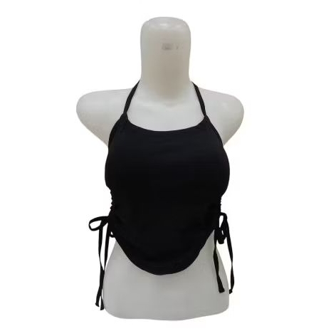tanktop crop polos  serut samping tali leher|| tanktop kekinian polos crop||
