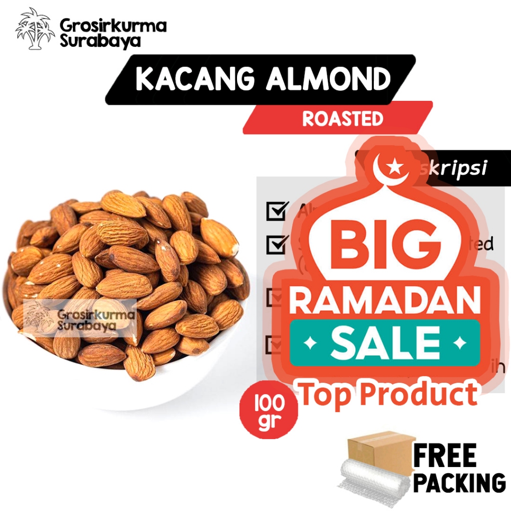 

Kacang Almond Kupas Panggang 100gr Jaminan Renyah Tanpa Kulit Untuk Snack Cemilan MPASI ASI Booster