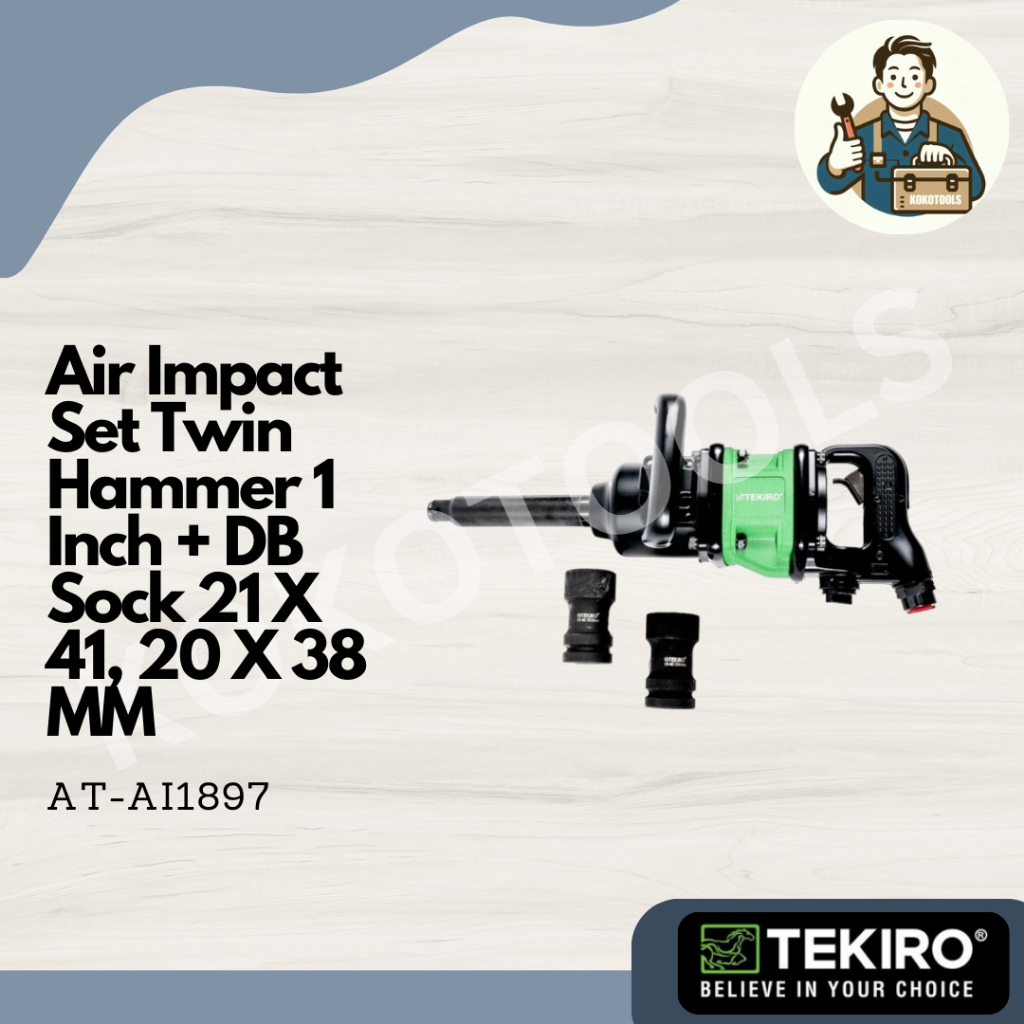 Air Impact Anvil Twin Hammer Set Bor Obeng Angin 1 Inch Set Tekiro