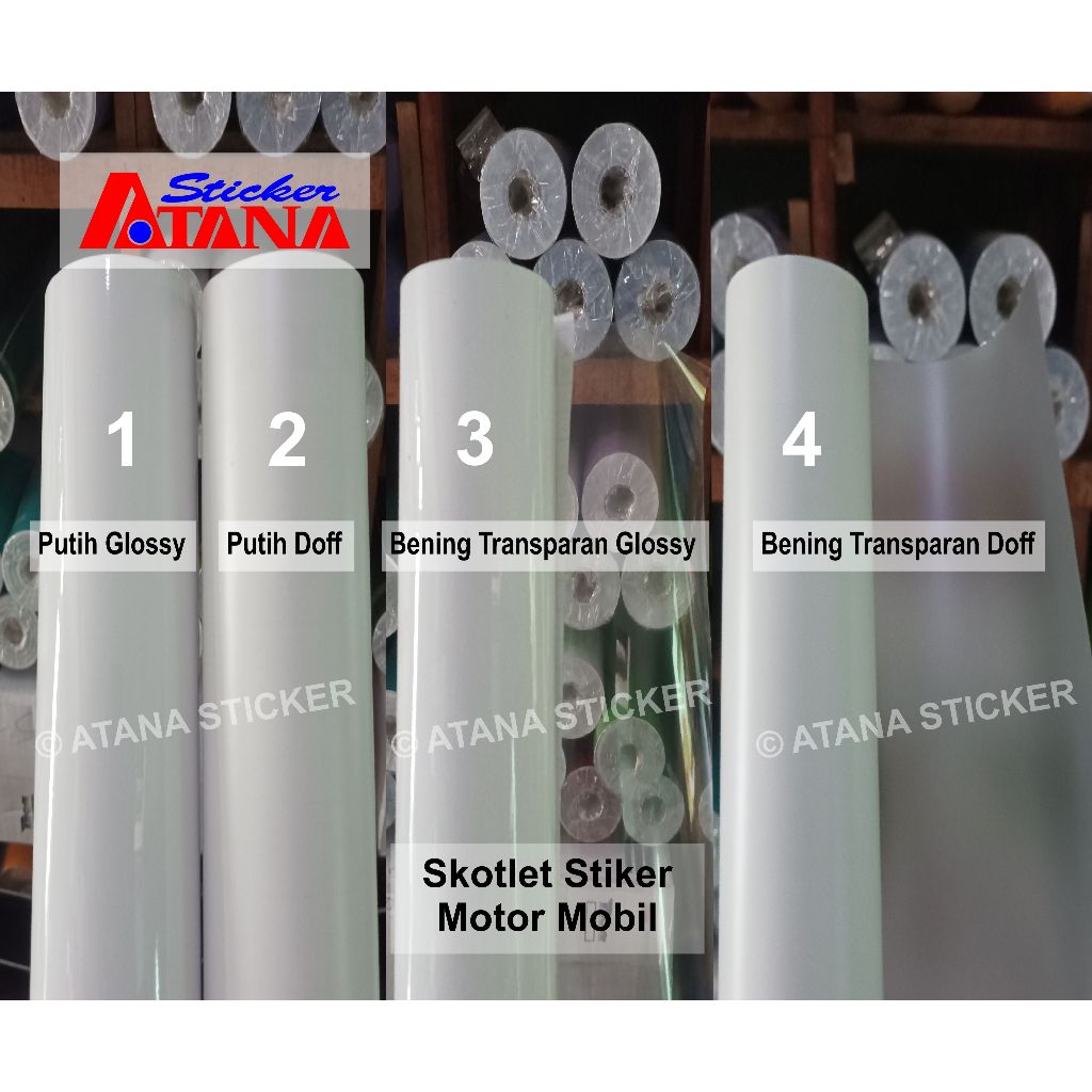 Stiker Vinyl Mobil Motor Anti Gores Putih Glossy Doff Transparan Bening Cutting Wrapping Dekorasi Ek