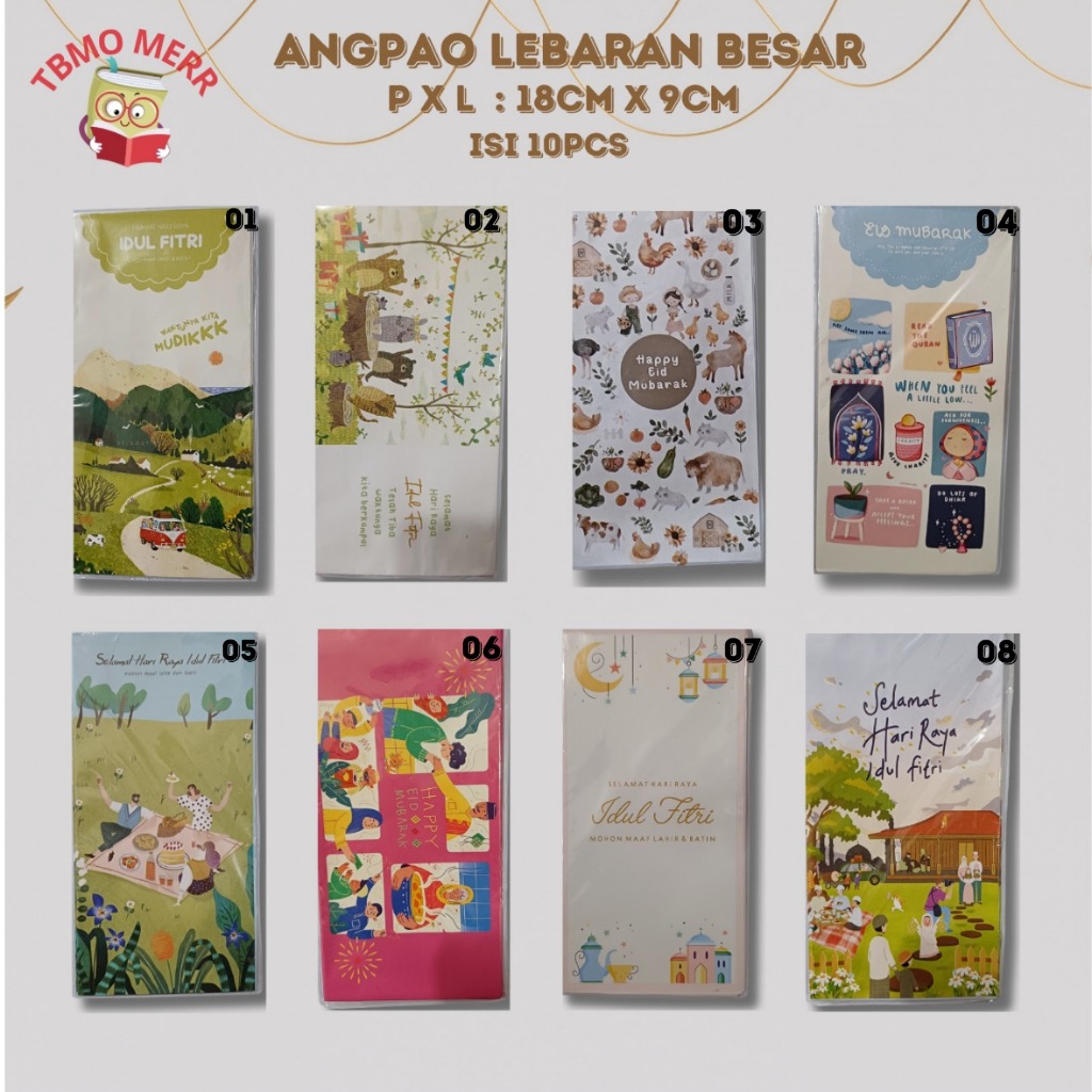 

Amplop Lebaran Panjang (L) /Angpao Lebaran Idul Fitri ( 8 pcs) 1 PACK