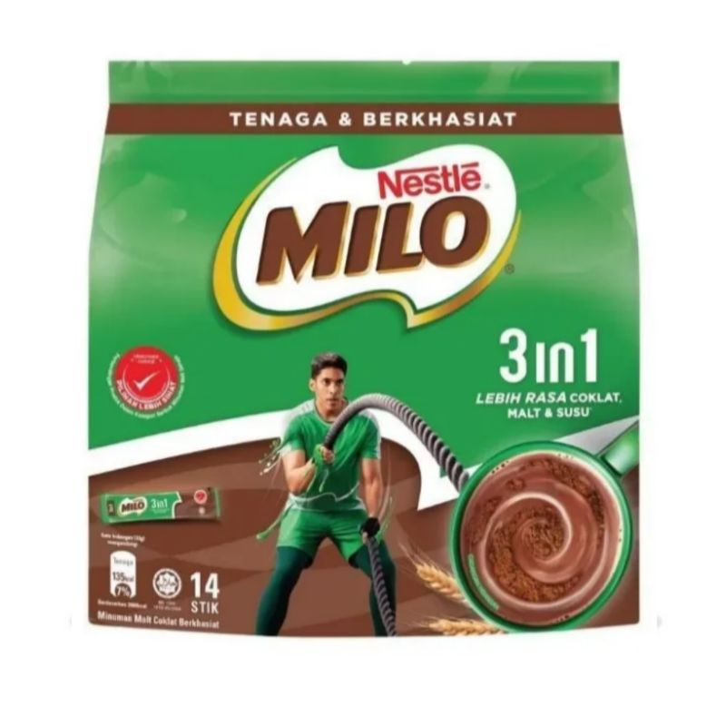 

milo luar 3 in 1 isi 14 lebih terasa coklatnya