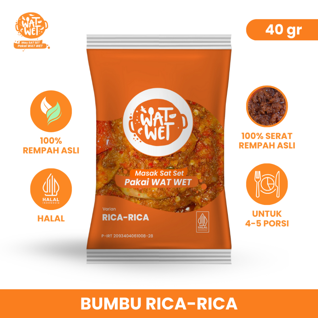 

WAT WET - Bumbu Rica-Rica 40gr | 100% Rempah Asli, Halal, Praktis & Lezat