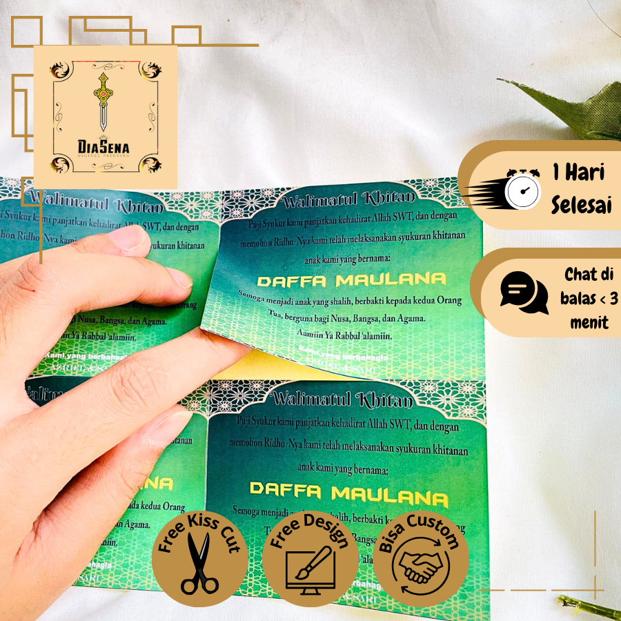 

Stiker Label Chromo Walimatul Khitan Sunatan Diasena Sticker Print Tasyakuran Khitanan Persegi